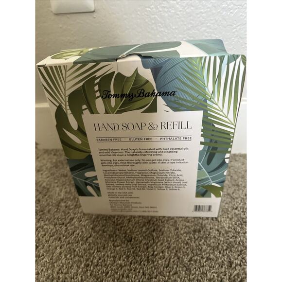 Tommy Bahama Hand Soap Glass Bottle & Refill Set ISLAND VIBES Essential Oil NEW - Picture 4 of 4